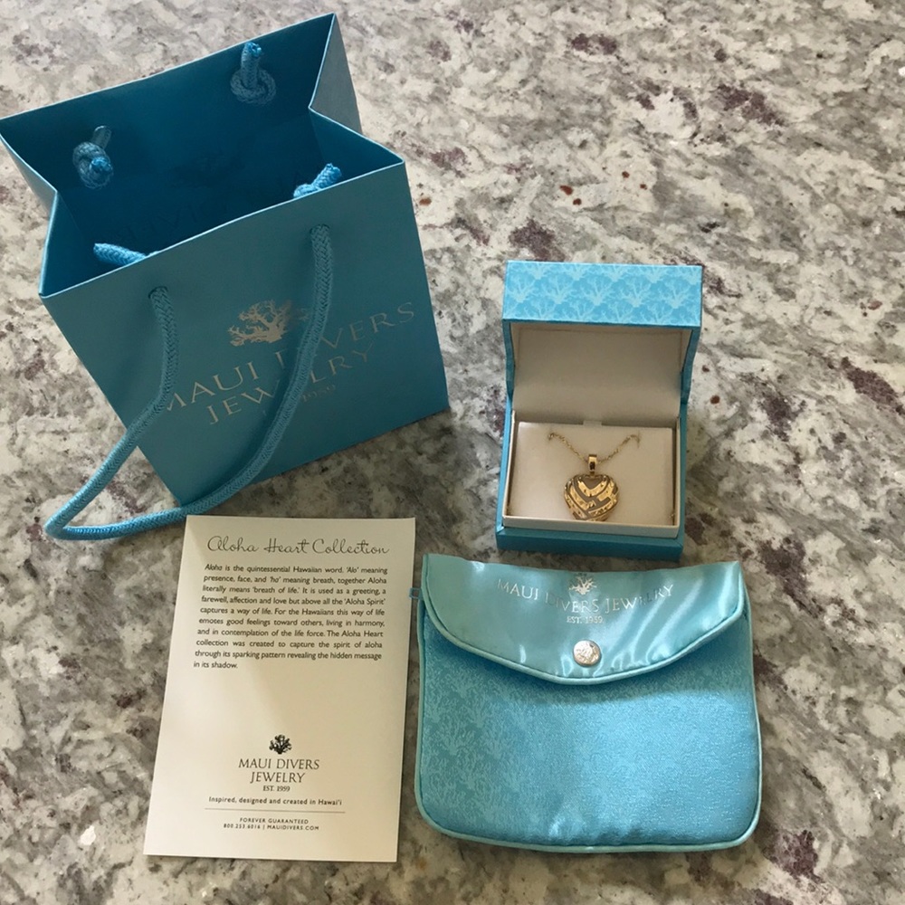 Maui Divers Gold Heart Collection Necklace